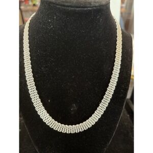 925 Sterling Silver Mesh Panther Link Necklace Wide Chain 16-18 Inch Adjustable